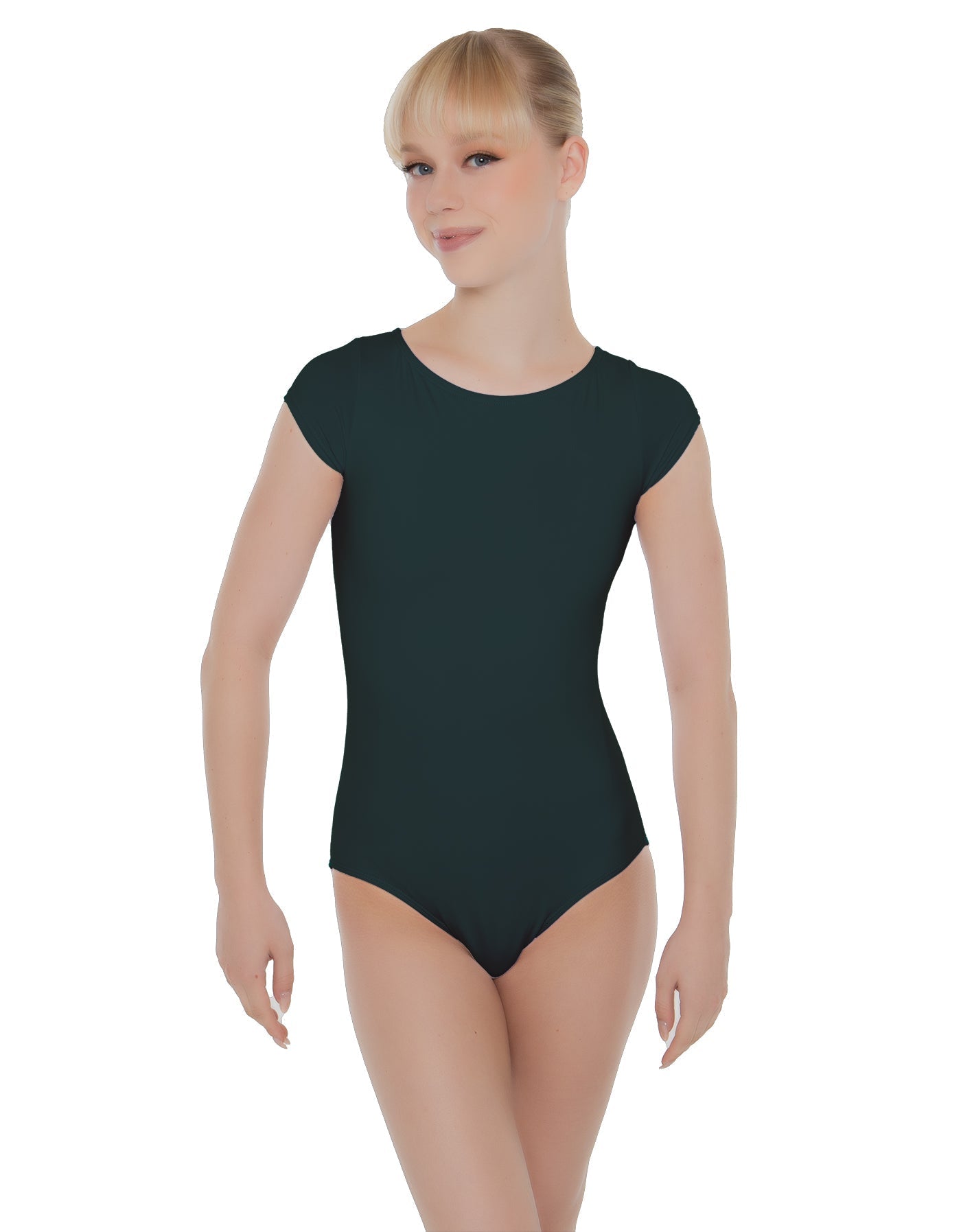 Solid Lycra Cap Sleeve Open Bow Back Leotard