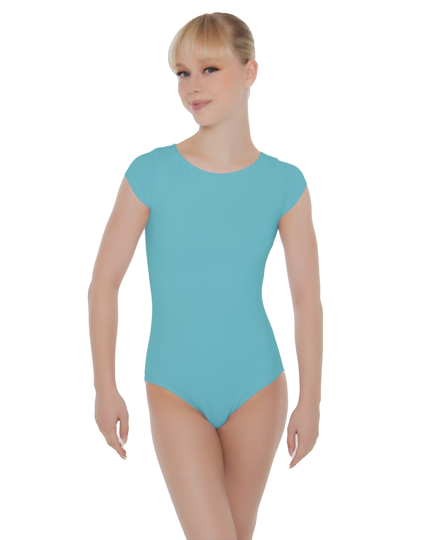 Solid Lycra Cap Sleeve Open Bow Back Leotard