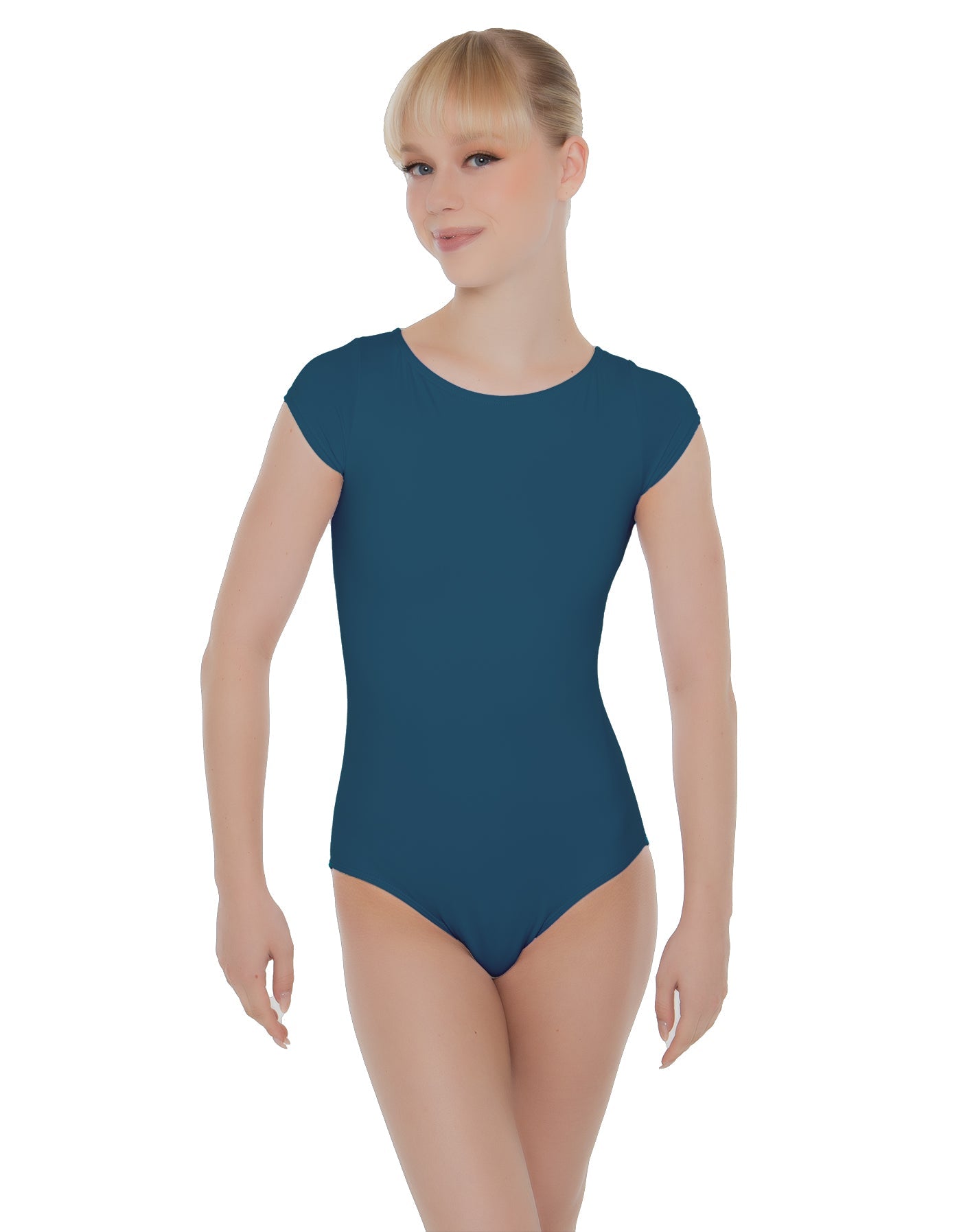 Solid Lycra Cap Sleeve Open Bow Back Leotard