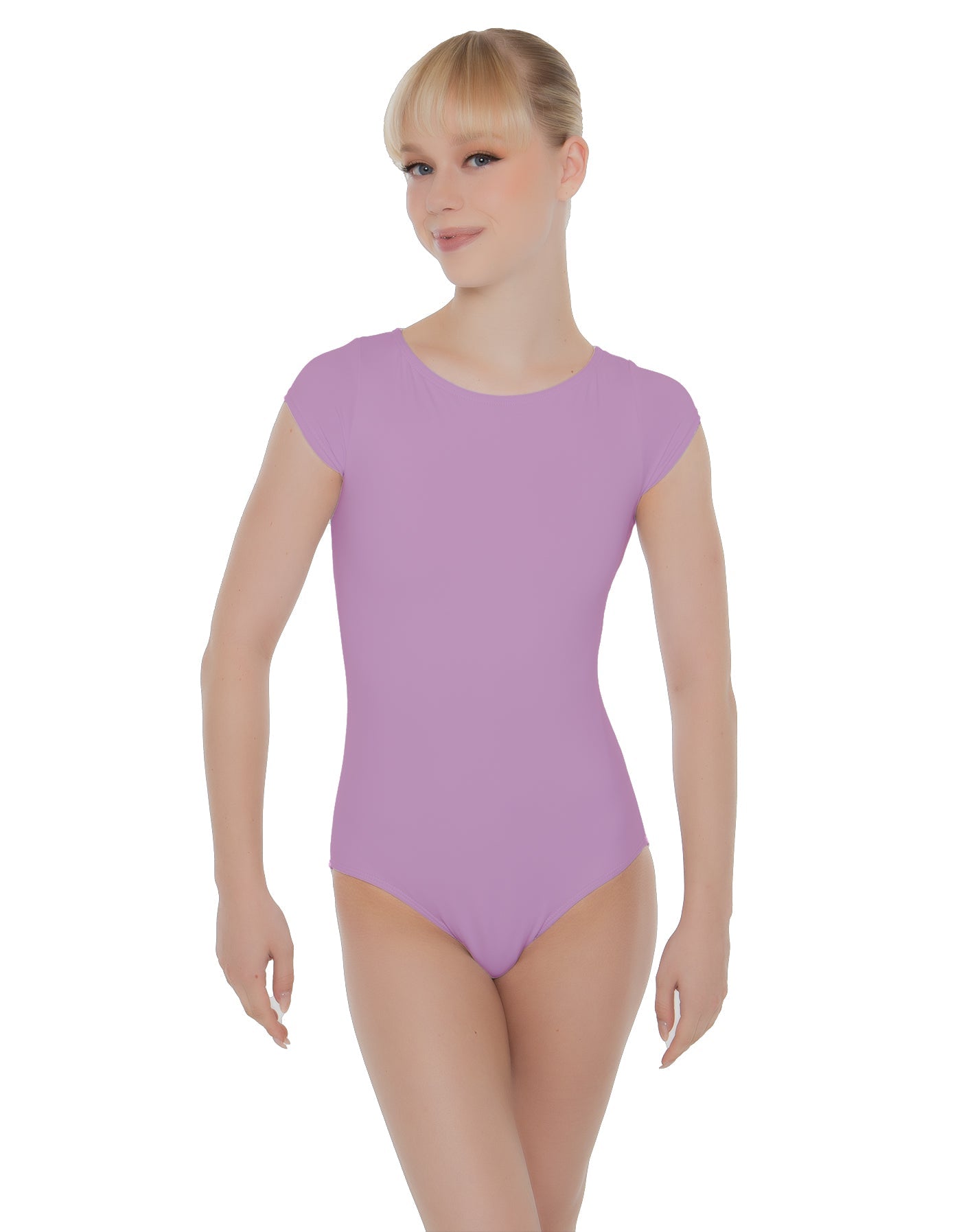 Solid Lycra Cap Sleeve Open Bow Back Leotard