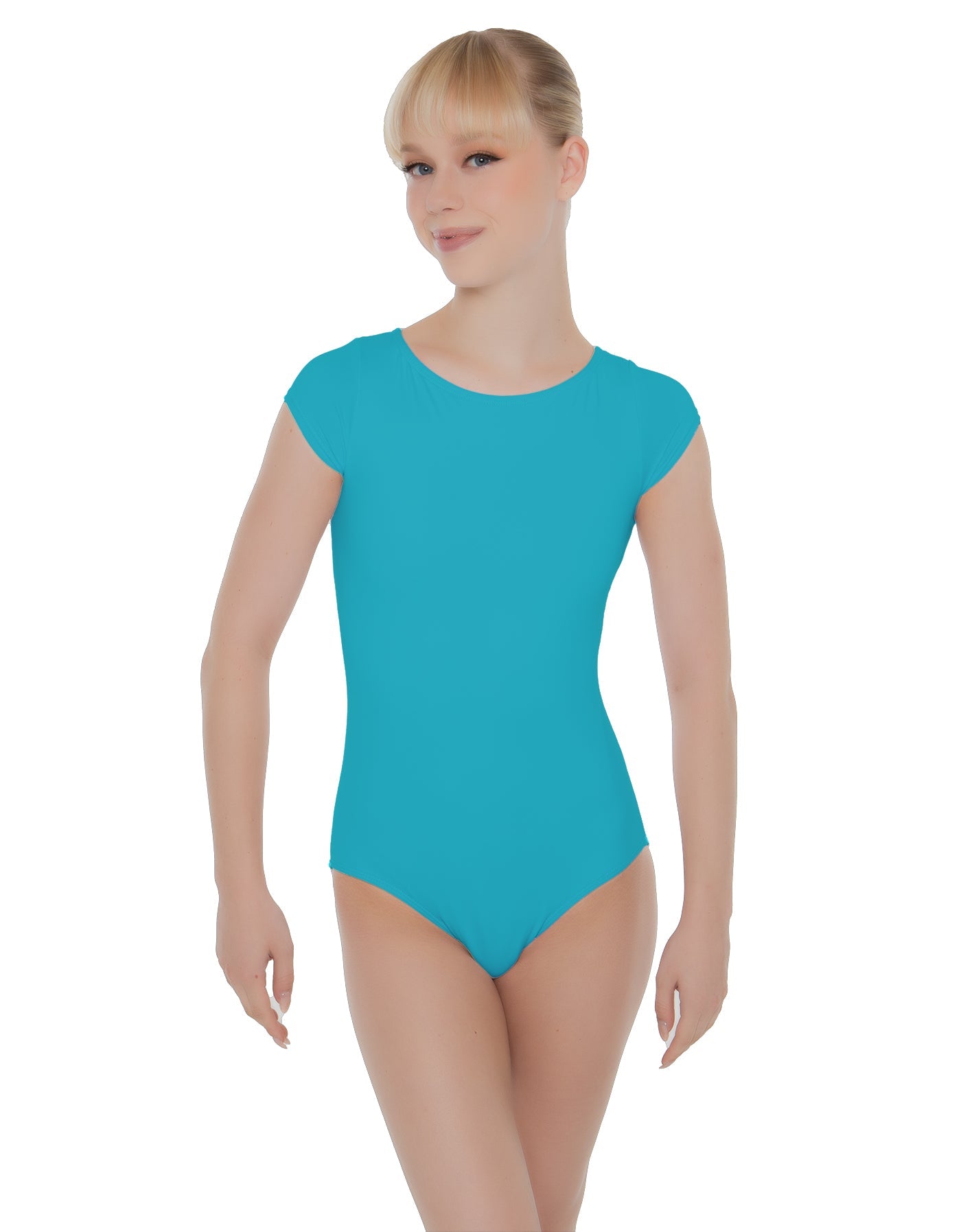 Solid Lycra Cap Sleeve Open Bow Back Leotard