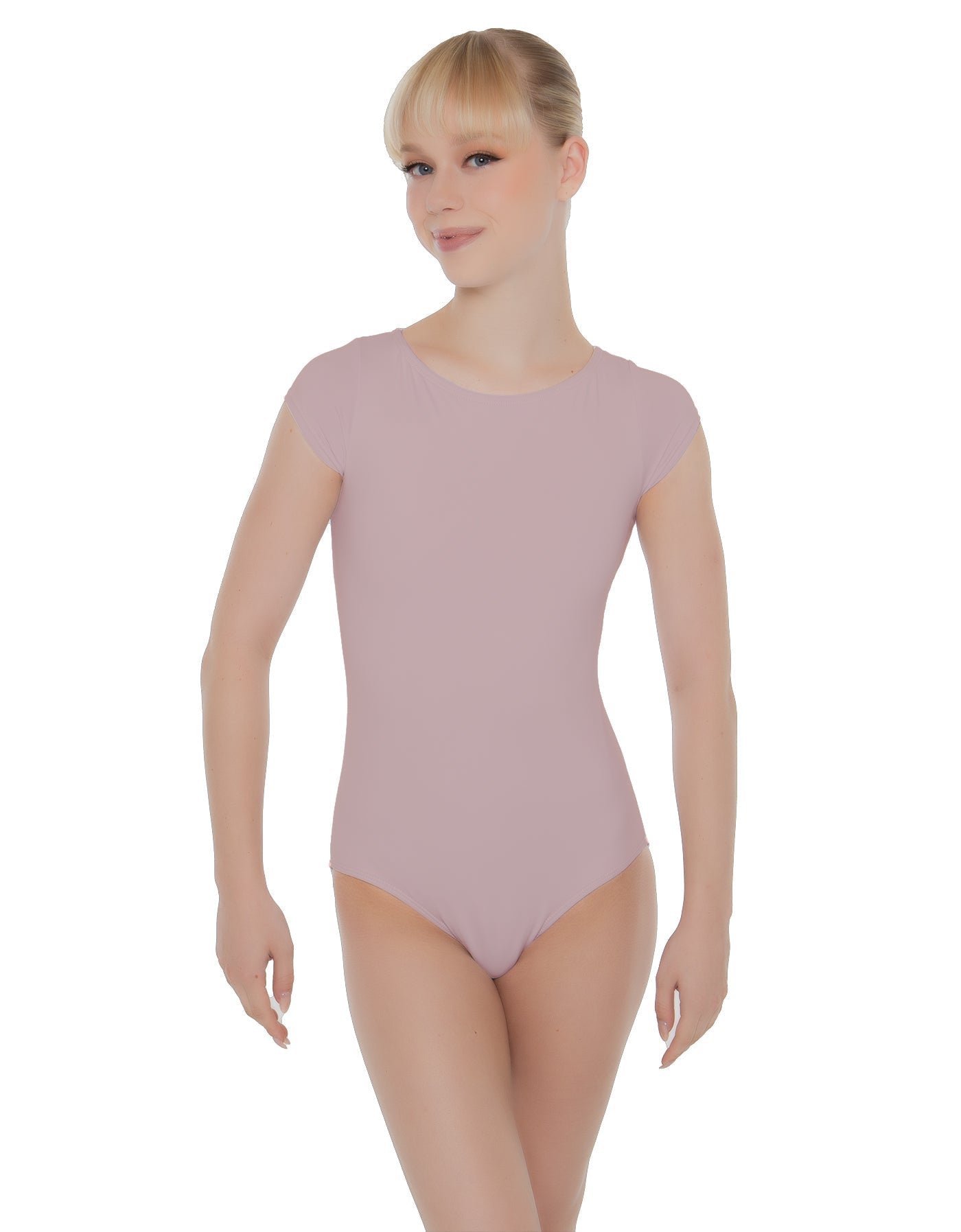Solid Lycra Cap Sleeve Open Bow Back Leotard