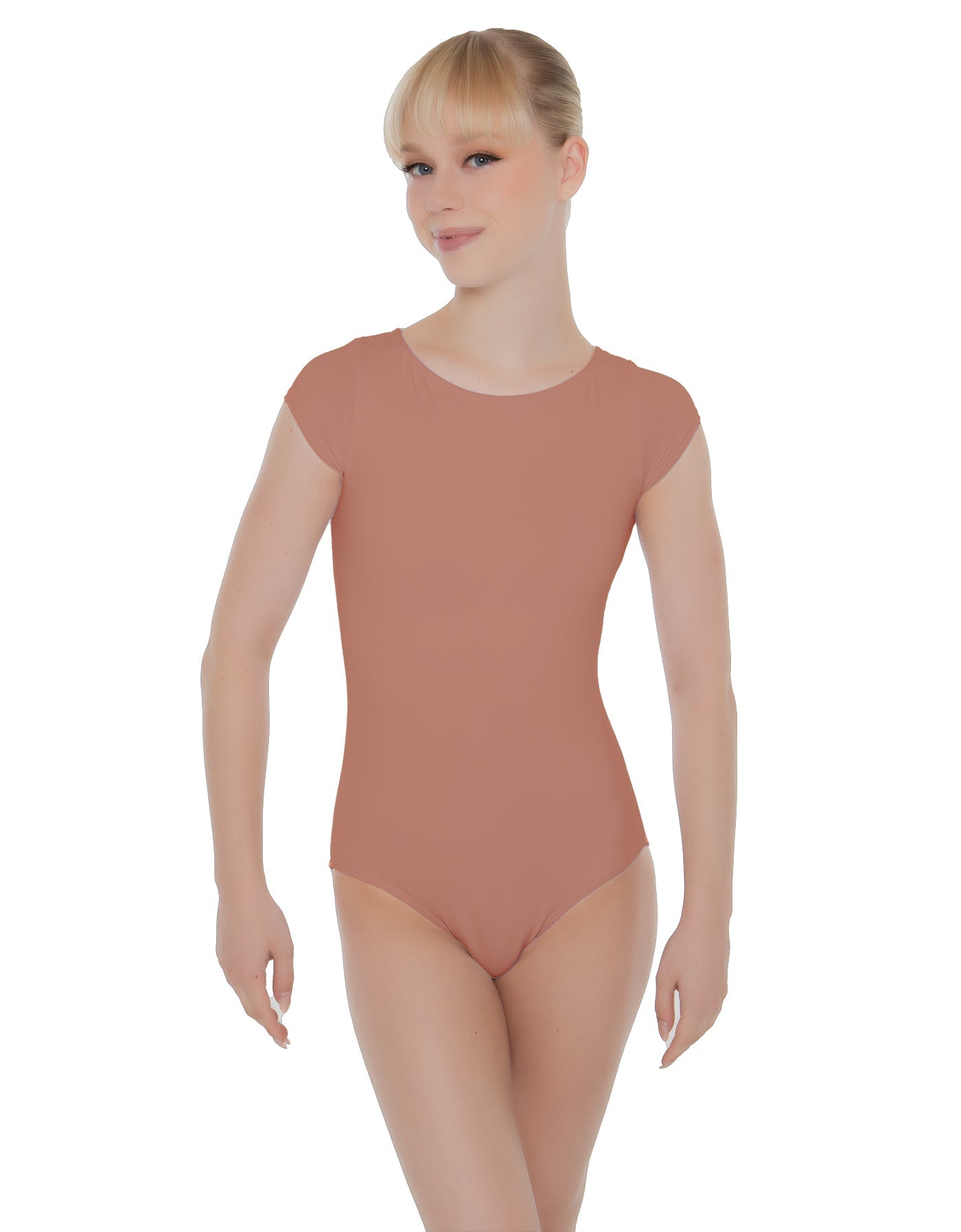 Solid Lycra Cap Sleeve Open Bow Back Leotard