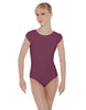 Solid Lycra Cap Sleeve Open Bow Back Leotard