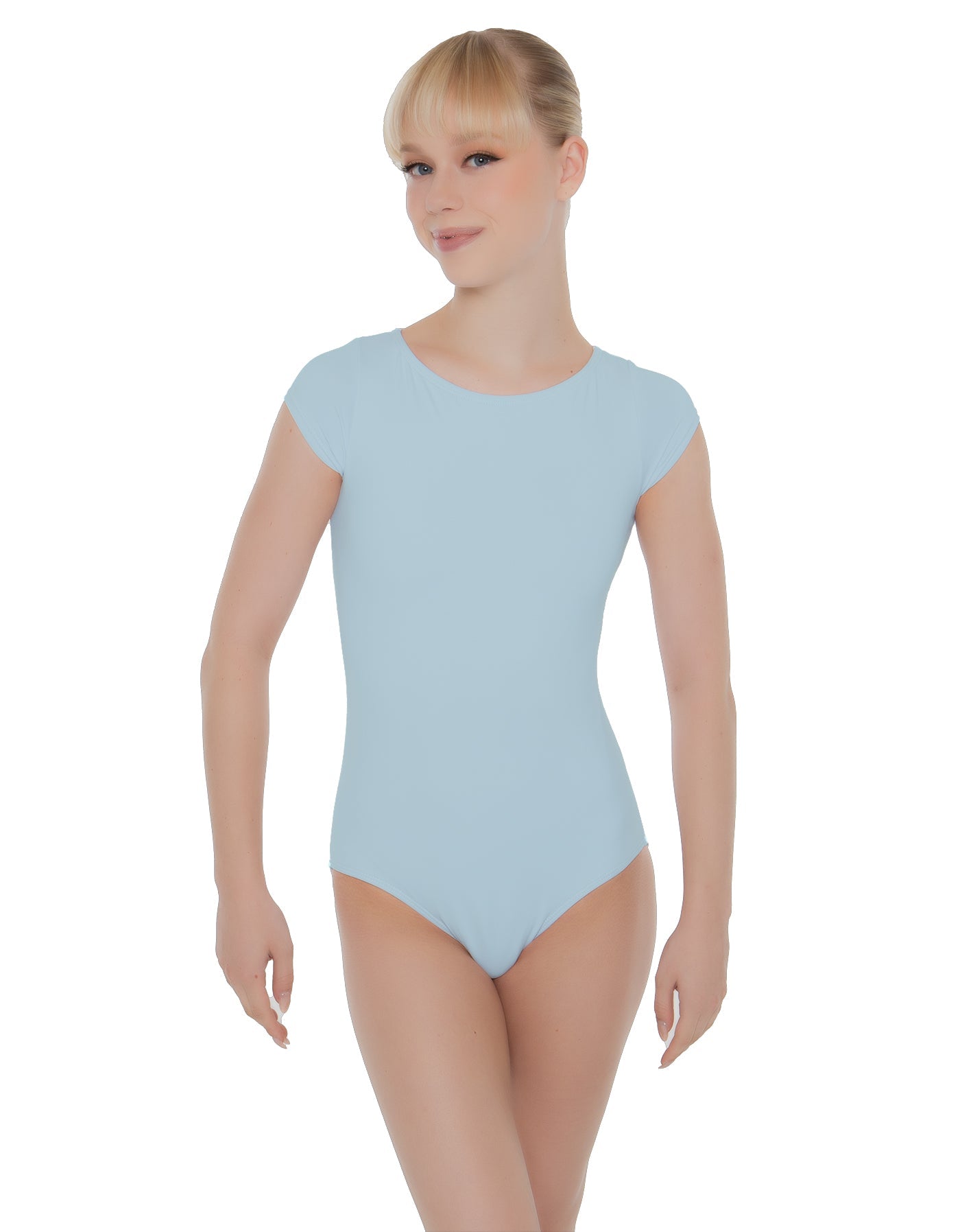 Solid Lycra Cap Sleeve Open Bow Back Leotard