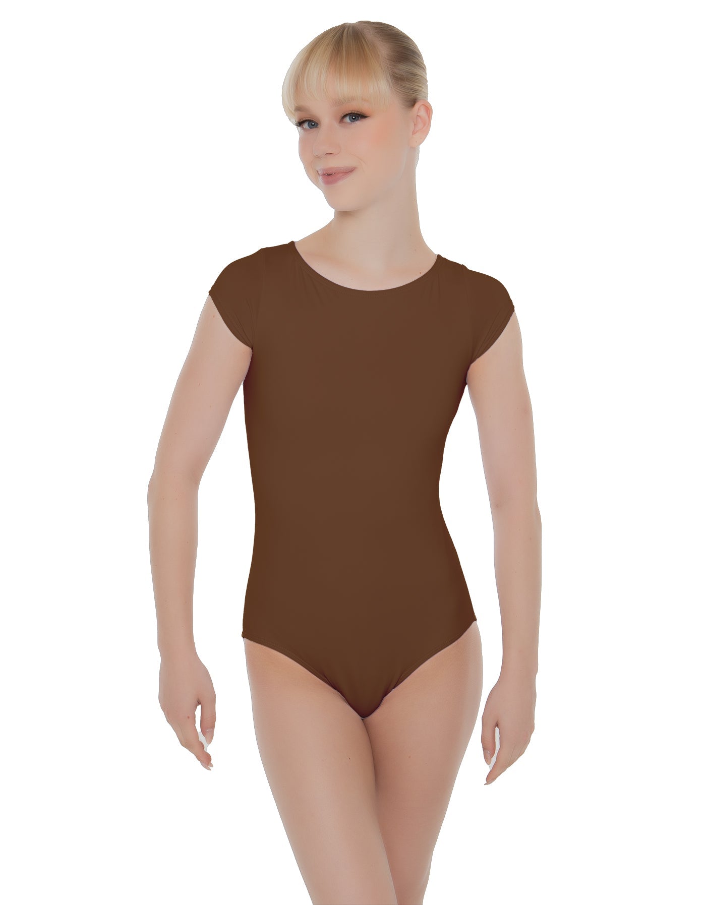 Solid Lycra Cap Sleeve Open Bow Back Leotard