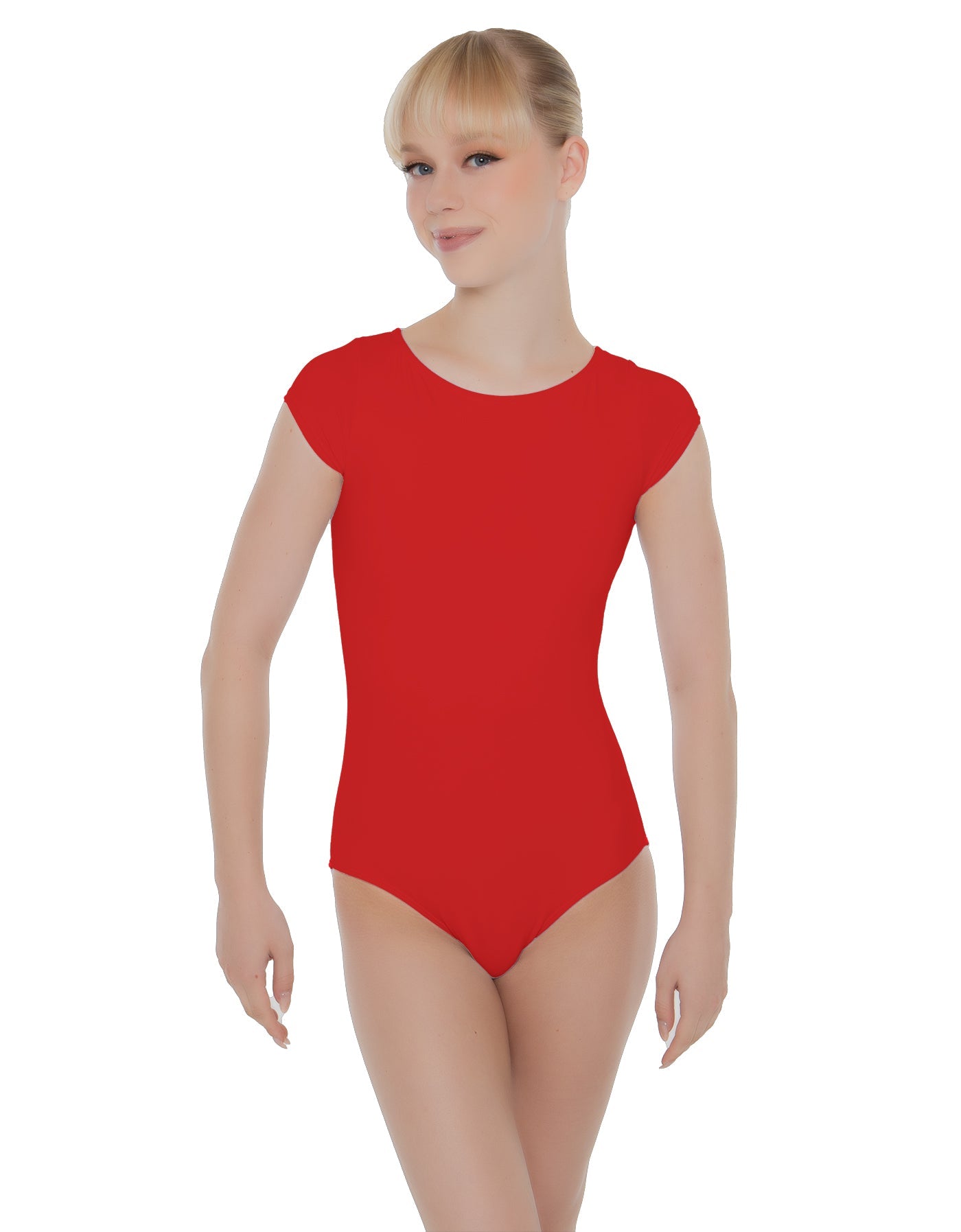 Solid Lycra Cap Sleeve Open Bow Back Leotard