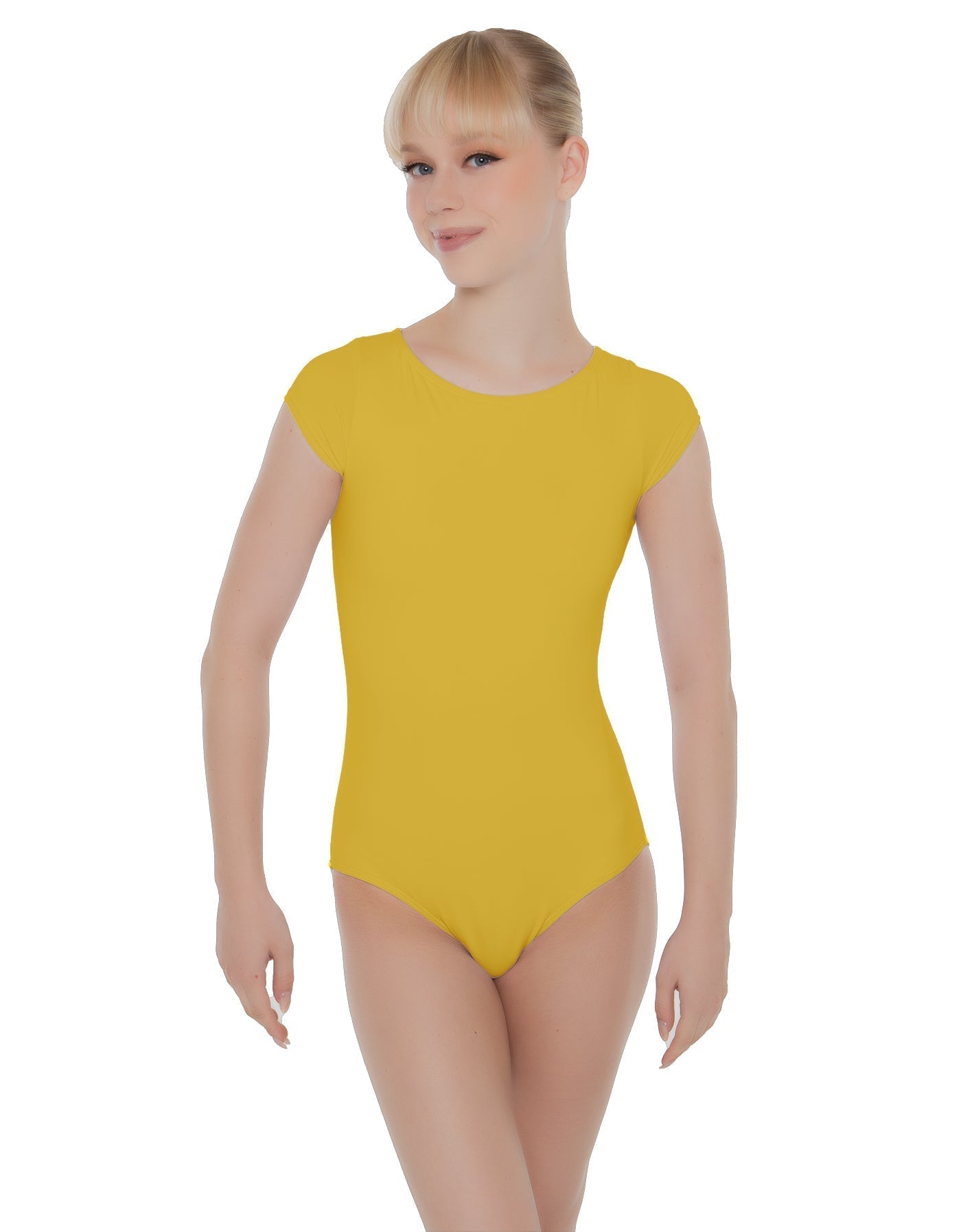 Solid Lycra Cap Sleeve Open Bow Back Leotard