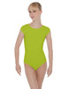 Solid Lycra Cap Sleeve Open Bow Back Leotard