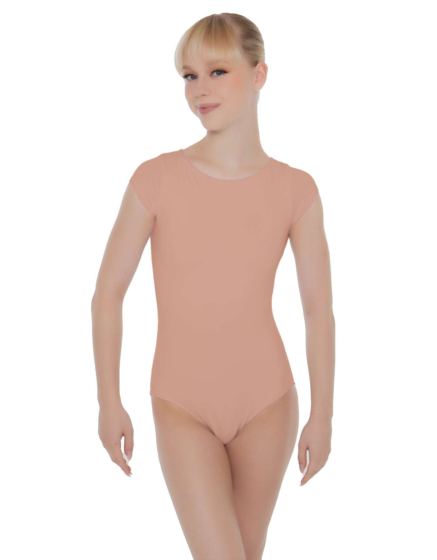 Solid Lycra Cap Sleeve Open Bow Back Leotard