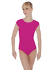 Solid Lycra Cap Sleeve Open Bow Back Leotard