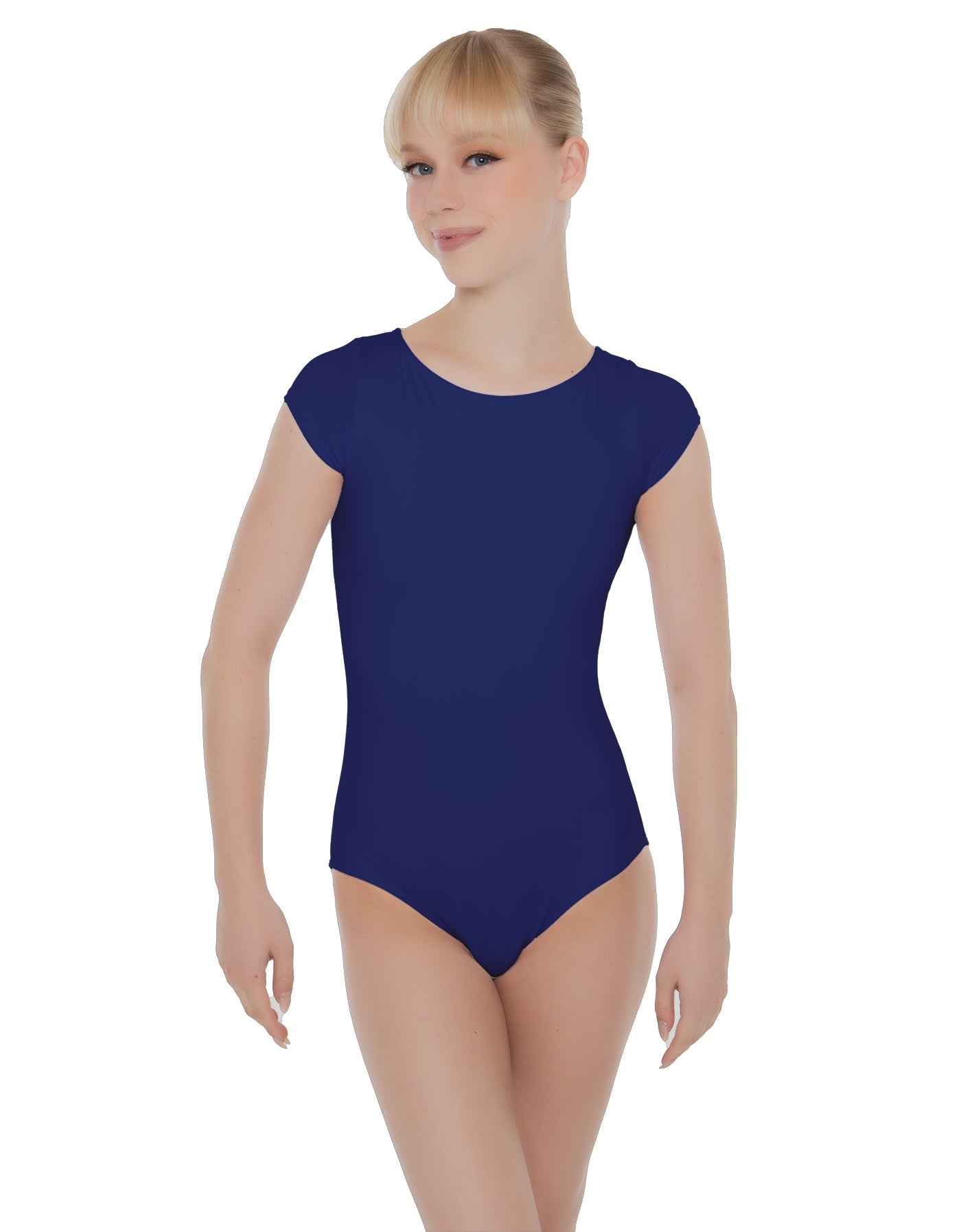 Solid Lycra Cap Sleeve Open Bow Back Leotard