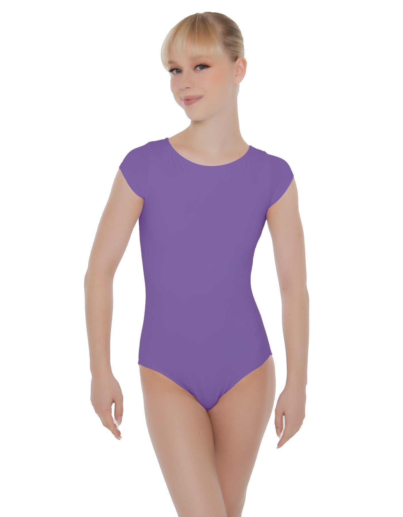 Solid Lycra Cap Sleeve Open Bow Back Leotard