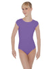 Solid Lycra Cap Sleeve Open Bow Back Leotard