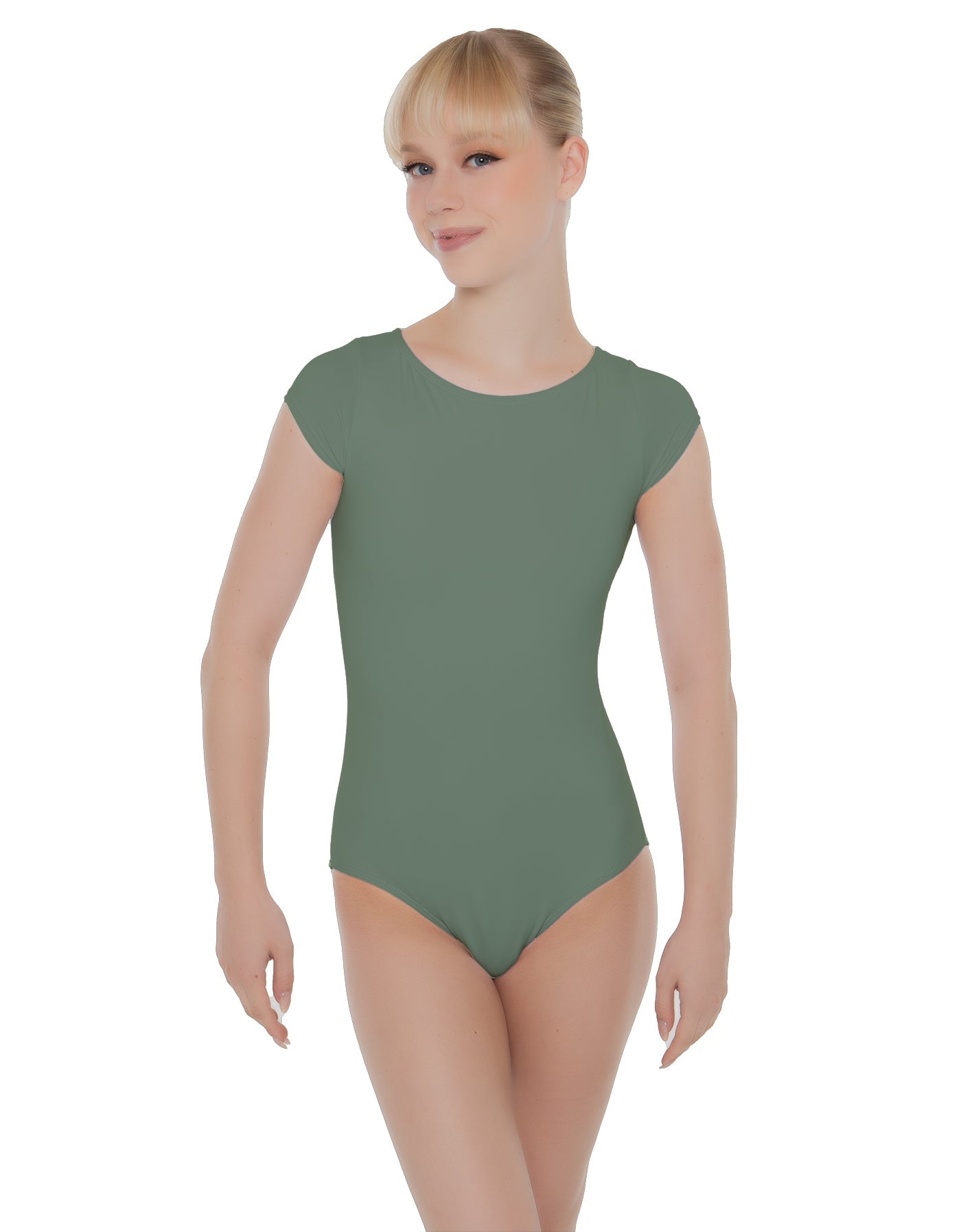 Solid Lycra Cap Sleeve Open Bow Back Leotard
