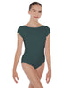 Solid Lycra Cap Sleeve Boatneck Open Back Leotard
