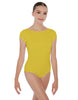 Solid Lycra Cap Sleeve Boatneck Open Back Leotard
