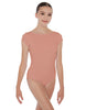 Solid Lycra Cap Sleeve Boatneck Open Back Leotard