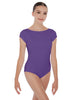 Solid Lycra Cap Sleeve Boatneck Open Back Leotard