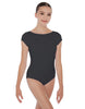 Solid Lycra Cap Sleeve Boatneck Open Back Leotard