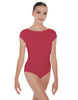 Solid Lycra Cap Sleeve Boatneck Open Back Leotard
