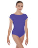 Solid Lycra Cap Sleeve Boatneck Open Back Leotard