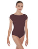 Solid Lycra Cap Sleeve Boatneck Open Back Leotard