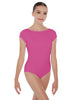 Solid Lycra Cap Sleeve Boatneck Open Back Leotard