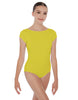 Solid Lycra Cap Sleeve Boatneck Open Back Leotard