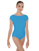 Solid Lycra Cap Sleeve Boatneck Open Back Leotard