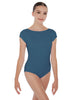 Solid Lycra Cap Sleeve Boatneck Open Back Leotard