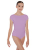 Solid Lycra Cap Sleeve Boatneck Open Back Leotard