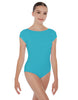 Solid Lycra Cap Sleeve Boatneck Open Back Leotard