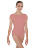 Solid Lycra Cap Sleeve Boatneck Open Back Leotard