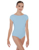 Solid Lycra Cap Sleeve Boatneck Open Back Leotard