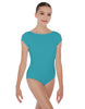 Solid Lycra Cap Sleeve Boatneck Open Back Leotard