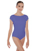 Solid Lycra Cap Sleeve Boatneck Open Back Leotard