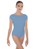 Solid Lycra Cap Sleeve Boatneck Open Back Leotard