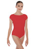 Solid Lycra Cap Sleeve Boatneck Open Back Leotard