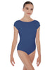 Solid Lycra Cap Sleeve Boatneck Open Back Leotard