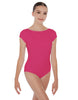 Solid Lycra Cap Sleeve Boatneck Open Back Leotard