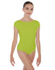 Solid Lycra Cap Sleeve Boatneck Open Back Leotard