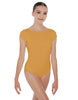 Solid Lycra Cap Sleeve Boatneck Open Back Leotard