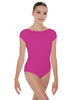 Solid Lycra Cap Sleeve Boatneck Open Back Leotard