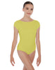 Solid Lycra Cap Sleeve Boatneck Open Back Leotard