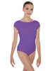 Solid Lycra Cap Sleeve Boatneck Open Back Leotard