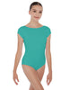 Solid Lycra Cap Sleeve Boatneck Open Back Leotard