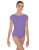 Solid Lycra Cap Sleeve Boatneck Open Back Leotard