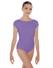 Solid Lycra Cap Sleeve Boatneck Open Back Leotard