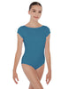 Solid Lycra Cap Sleeve Boatneck Open Back Leotard